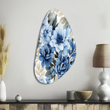 Floral Blue And White Victorian Pattern - Asymmetric Metal Wall Art