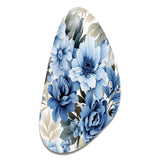 Floral Blue And White Victorian Pattern - Asymmetric Metal Wall Art