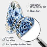 Floral Blue And White Victorian Pattern - Asymmetric Metal Wall Art