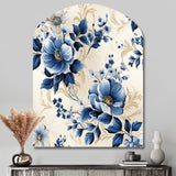 Cobalt Blue Cameo Trellis Victorian Pattern - Asymmetric Metal Wall Art