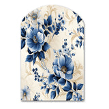 Cobalt Blue Cameo Trellis Victorian Pattern - Asymmetric Metal Wall Art