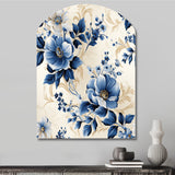 Cobalt Blue Cameo Trellis Victorian Pattern - Asymmetric Metal Wall Art