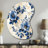 Cobalt Blue Cameo Trellis Victorian Pattern - Asymmetric Metal Wall Art