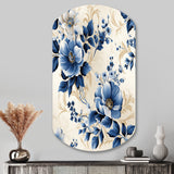 Cobalt Blue Cameo Trellis Victorian Pattern - Asymmetric Metal Wall Art