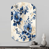 Cobalt Blue Cameo Trellis Victorian Pattern - Asymmetric Metal Wall Art