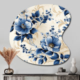 Cobalt Blue Cameo Trellis Victorian Pattern - Asymmetric Metal Wall Art