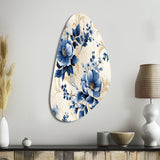 Cobalt Blue Cameo Trellis Victorian Pattern - Asymmetric Metal Wall Art