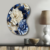 Victorian Cobalt Blue Foliage Victorian Pattern - Asymmetric Metal Wall Art