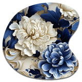 Victorian Cobalt Blue Foliage Victorian Pattern - Asymmetric Metal Wall Art