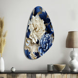 Victorian Cobalt Blue Foliage Victorian Pattern - Asymmetric Metal Wall Art