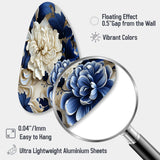 Victorian Cobalt Blue Foliage Victorian Pattern - Asymmetric Metal Wall Art