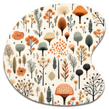 Orange And Grey Scerene Woodland Charm - Asymmetric Metal Wall Art