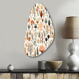 Orange And Grey Scerene Woodland Charm - Asymmetric Metal Wall Art