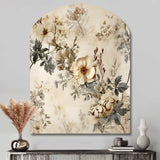 Vintage Beige Floral Countryhome Charm - Asymmetric Metal Wall Art