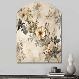 Vintage Beige Floral Countryhome Charm - Asymmetric Metal Wall Art