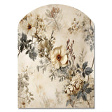 Vintage Beige Floral Countryhome Charm - Asymmetric Metal Wall Art