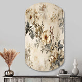 Vintage Beige Floral Countryhome Charm - Asymmetric Metal Wall Art