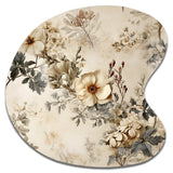 Vintage Beige Floral Countryhome Charm - Asymmetric Metal Wall Art