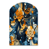 Orange And Blue Graceful Floral Essence Of Zen - Asymmetric Metal Wall Art