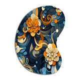 Orange And Blue Graceful Floral Essence Of Zen - Asymmetric Metal Wall Art