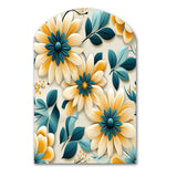 Yellow And Blue Tranquil Floral Garden Zen - Asymmetric Metal Wall Art