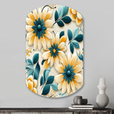 Yellow And Blue Tranquil Floral Garden Zen - Asymmetric Metal Wall Art