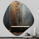 Black Industrial Minimalist Bath I - Asymmetric Metal Wall Art