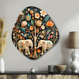 Indian Art Jaipur Elephants 4 - Asymmetric Metal Wall Art