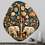 Indian Art Jaipur Elephants 4 - Asymmetric Metal Wall Art