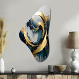 Golden grey Abstract Fractal Whirls of serenity II - Asymmetric Metal Wall Art