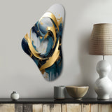 Golden grey Abstract Fractal Whirls of serenity II - Asymmetric Metal Wall Art