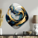 Golden grey Abstract Fractal Whirls of serenity II - Asymmetric Metal Wall Art