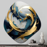 Golden grey Abstract Fractal Whirls of serenity II - Asymmetric Metal Wall Art