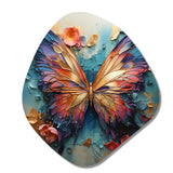 Orange and blue Metallic Butterfly - Asymmetric Metal Wall Art