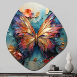 Orange and blue Metallic Butterfly - Asymmetric Metal Wall Art