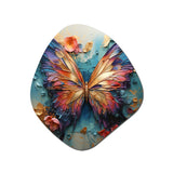 Orange and blue Metallic Butterfly - Asymmetric Metal Wall Art