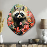 Black and pink Raccoon flower  II - Asymmetric Metal Wall Art