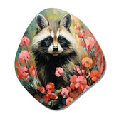 Black and pink Raccoon flower  II - Asymmetric Metal Wall Art