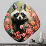 Black and pink Raccoon flower  II - Asymmetric Metal Wall Art