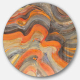 Abstract Gilded Orange Waves Geometric Metal Circle Wall Art