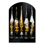 Fashion Designer Champagne Bottles - Asymmetric Metal Wall Art