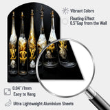 Fashion Designer Champagne Bottles - Asymmetric Metal Wall Art