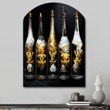 Fashion Designer Champagne Bottles - Asymmetric Metal Wall Art