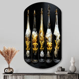 Fashion Designer Champagne Bottles - Asymmetric Metal Wall Art