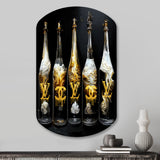 Fashion Designer Champagne Bottles - Asymmetric Metal Wall Art