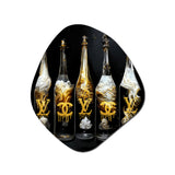 Fashion Designer Champagne Bottles - Asymmetric Metal Wall Art