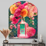 High Fashion Perfume Bottle Vase With Flowers II - Asymmetric Metal Wall Art