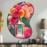 High Fashion Perfume Bottle Vase With Flowers II - Asymmetric Metal Wall Art