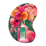 High Fashion Perfume Bottle Vase With Flowers II - Asymmetric Metal Wall Art