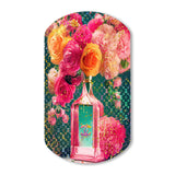 High Fashion Perfume Bottle Vase With Flowers II - Asymmetric Metal Wall Art